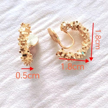 Clip On Hoop Earrings for Women Not Pierced Gold Silver Large Chnky Square Twisted Comfortable Coil Hoop Clip On Earrings - color: Metallic Gold