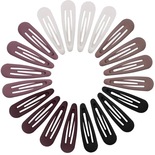 Small Hair Barrettes For Women No Slip Metal Snap Clips For Thin And Fine Hair,Matte Black Red White,20 PCS,1.97 x 0.5 Inch. - color: Matte Black Red White