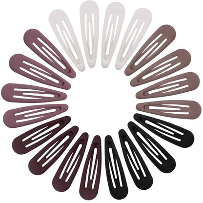 Small Hair Barrettes For Women No Slip Metal Snap Clips For Thin And Fine Hair,Matte Black Red White,20 PCS,1.97 x 0.5 Inch. - color: Matte Black Red White