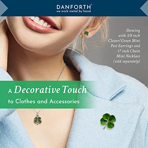 DANFORTH Pewter Four Leaf Clover Lapel Pin | Handcast Shamrock Pins | Made in USA by Vermont Artisans | St Patricks Day Lapel Pins | 0.75 Inch Lapel Pin for Men | Classic Lucky Irish Souvenir Accessory