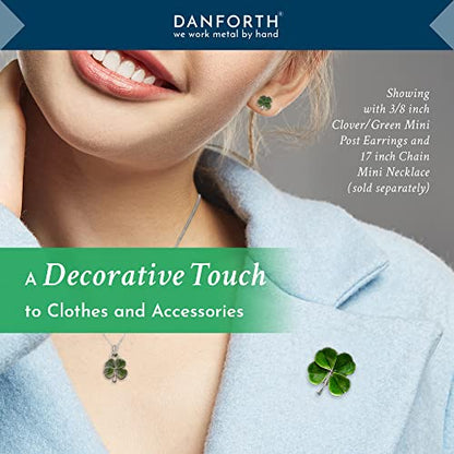 DANFORTH Pewter Four Leaf Clover Lapel Pin | Handcast Shamrock Pins | Made in USA by Vermont Artisans | St Patricks Day Lapel Pins | 0.75 Inch Lapel Pin for Men | Classic Lucky Irish Souvenir Accessory