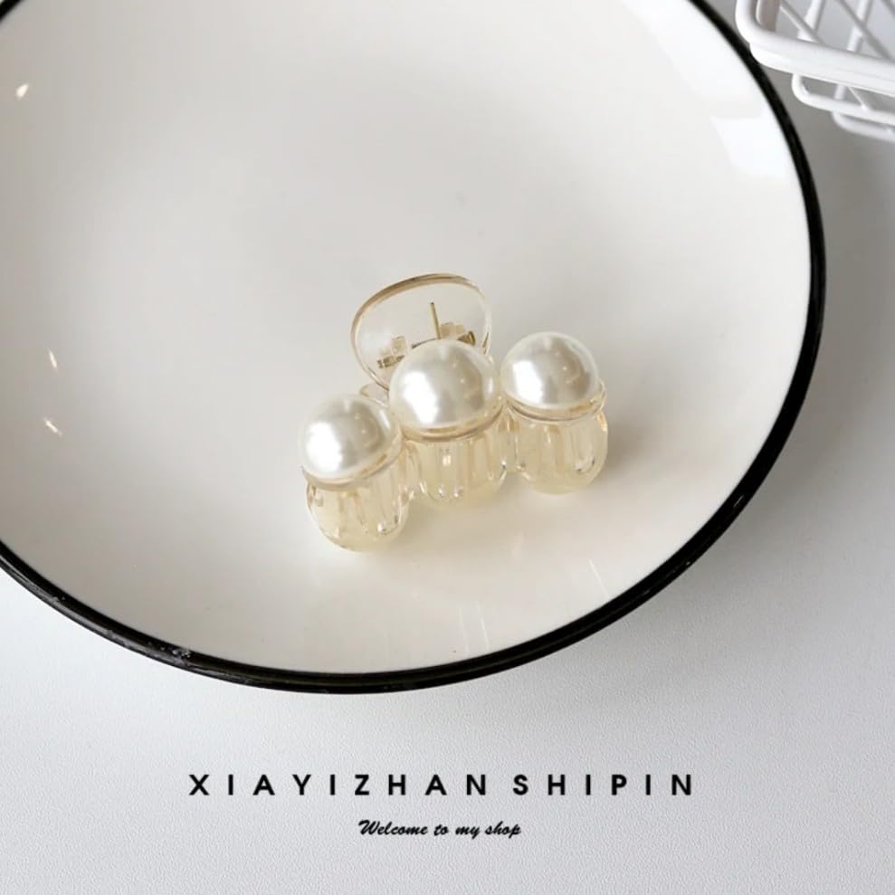 3 Pcs Pearl Hair Claw Clips for Women Girls, Fashion Claws Clip Non Slip Barrettes Jaw Clamps Hair Accessories (FD200-3Pcs)