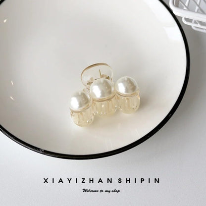 3 Pcs Pearl Hair Claw Clips for Women Girls, Fashion Claws Clip Non Slip Barrettes Jaw Clamps Hair Accessories (FD200-3Pcs)