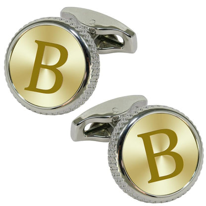 Mens Classic Stainless Steel Initial Cufflinks 26 Alphabet Letter Cufflinks Business Wedding Anniversary Birthday Tuxedo Studs Shirts A-Z (B)