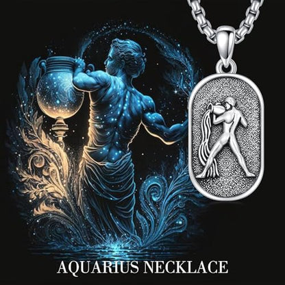 SIMONLY Zodiac Necklace 925 Sterling Silver Constellation Necklace Zodiac Sign Necklaces Horoscope Jewelry Christmas Birthday Astrology Gifts for Women Men Unisex - style: Aquarius-Gold