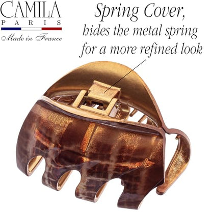 Camila Paris CP3649 French Octopus Hair Clip, 3.25" Large Claw Clips for Thick Hair, Girl Octopus Claw Clip for Women, Strong No-Slip Grip, Wide Jaw Clips for Women, Made in France - color: Brown 3.5"