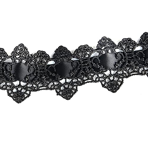 Dainty Black Lace Crystal Choker Necklace Lace Gothic Choker for Women for Halloween Weeding Costume Party Prom Vampire Choker - color: Black