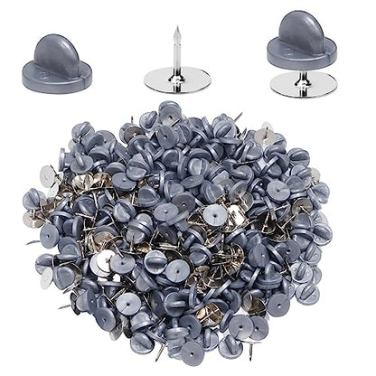 400pcs PVC Rubber Butterfly Clutch Pins Tie Tacks Blank for Uniform Badges Backing Holder Clasp Lapel Enamel Pins(200 Sets),Gray - color: Gray