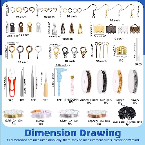 Glarks 1489Pcs Jewelry Making Kit - Supplies with Pliers, Wires, Findings for Making and Repair - size: 1480pcs