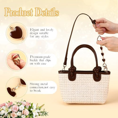 Sureio 5 Pcs Bag Extender Chain Pearl Purse Chain Ribbon Bow Keychain Extender Bag Strap Purse Charms Accessories for Handbag - color: Brown and Gold