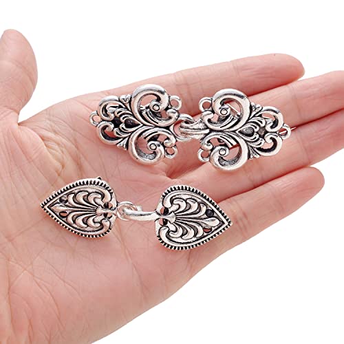 12pcs Vintage Sweater Shawl Clips Retro Cardigan Collar Shirt Waist Dresses Chain Clip Antique Flowers Pattern Brooch Pins for Women - style: B:12Pcs