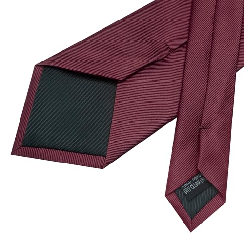JEMYGINS Formal Necktie Solid Color Tie and Pocket Square with Tie Clip Lapel Pin Sets for Men 4PCS - color: Maroon