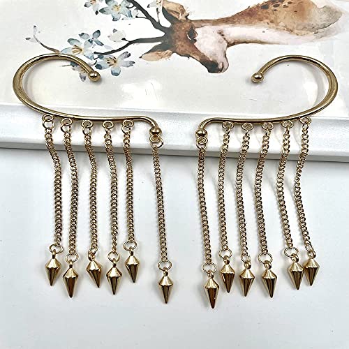 Ear Cuffs Earrings for Women Non Piercing,Long Tassel Ear Wrap Earrings Ear Cuff Droping Chain Earrings jewelry - color: D:Bullet G
