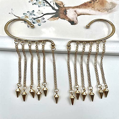 Ear Cuffs Earrings for Women Non Piercing,Long Tassel Ear Wrap Earrings Ear Cuff Droping Chain Earrings jewelry - color: D:Bullet G