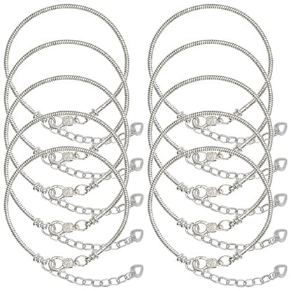 tiggell 10pcs Chain Bracelets Kit Silver Plated Snake Chain with Heart Lobster European Charm Bracelet for Christmas DIY Women Jewelry Findings Bracelet Making (Silver) - color: Silver