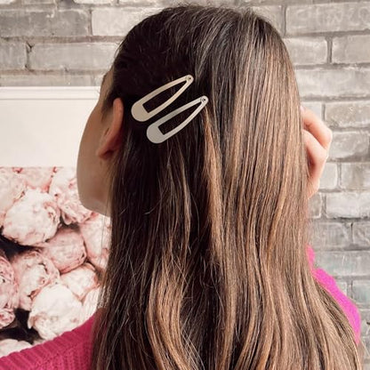 48 PCS Small Metal Barrettes For Women Non Slip Water Drop Snap Clips For Thick Thin Fine Hair Classic Accessories,Black Brown Beige,1.97 x 0.5 In - color: Black Brown Beige