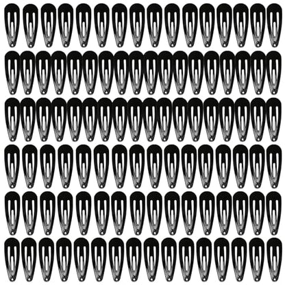 MJIYA 50 Pack Clips for Hair, Black 1.2 Inch Barrettes Women Metal Snap Hair Clips Accessories