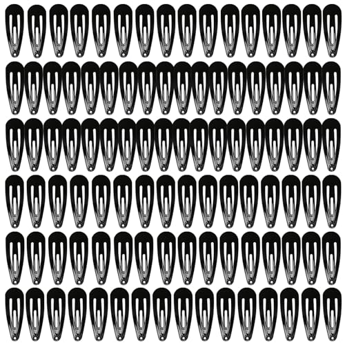 MJIYA 50 Pack Clips for Hair, Black 1.2 Inch Barrettes Women Metal Snap Hair Clips Accessories