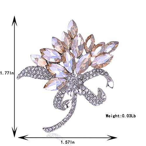 seven wolves Women's Austrian Crystal Brooch Wedding Flower Leaf Bouquet Brooch - color: Champange
