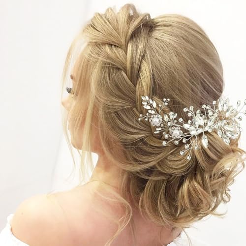 10 Pcs Silver Bridal Hair Accessories Set - Crystal Rhinestone Hair Combs U-Shaped Hair Pins for Brides Bridesmaids Elegant Wedding Hair Pieces for Women Perfect for Prom Party Bridal Shower