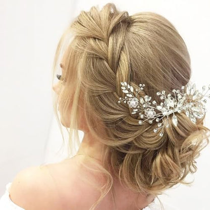 10 Pcs Silver Bridal Hair Accessories Set - Crystal Rhinestone Hair Combs U-Shaped Hair Pins for Brides Bridesmaids Elegant Wedding Hair Pieces for Women Perfect for Prom Party Bridal Shower