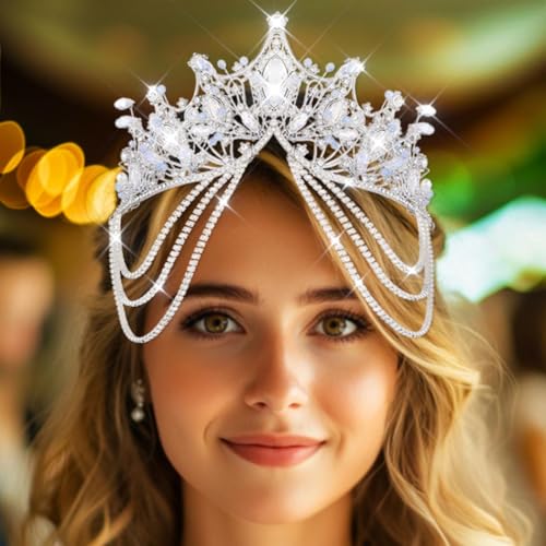 Kilshye Rhinestone Wedding Tiaras and Crowns Silver Crystal Bridal Headband Prom Headpiece for Women