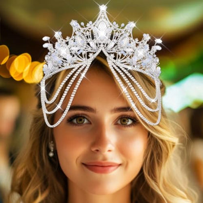Kilshye Rhinestone Wedding Tiaras and Crowns Silver Crystal Bridal Headband Prom Headpiece for Women
