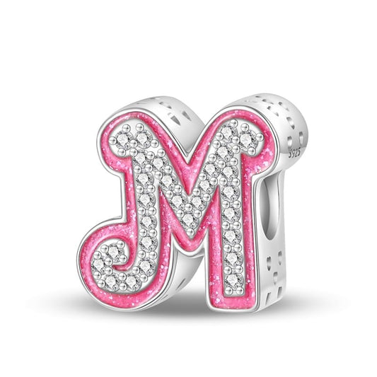 925 Sterling Silver Letter Charms Fits Pandora Bracelets Alphabet AZ Bead Charm for Bracelets Necklace with 5A Cubic Zirconia for Women Birthday Ceremony DIY Jewelry Gift - style: M