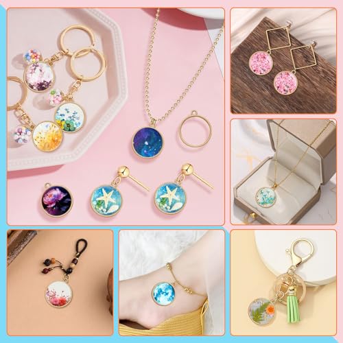 Oubaka Open Bezels for Resin,50pcs Hollow Frame Pendants Round Open Frame Pendant Opens Bezel Pendants Blank Resin Pendant for Jewelry Making,DIY Resins Crafts(K Gold) - color: K Gold;Round