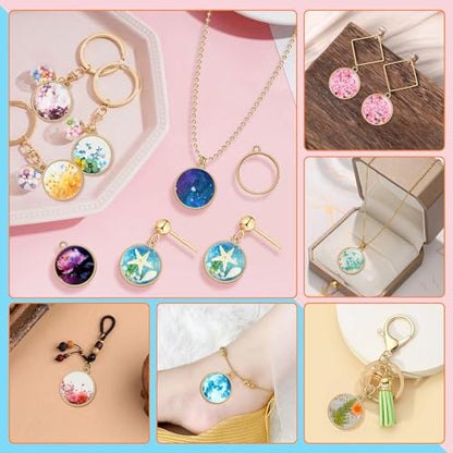 Oubaka Open Bezels for Resin,50pcs Hollow Frame Pendants Round Open Frame Pendant Opens Bezel Pendants Blank Resin Pendant for Jewelry Making,DIY Resins Crafts(K Gold) - color: K Gold;Round