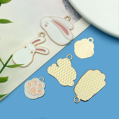 Youdiyla 36pcs Alloy enamel Thanksgiving Easter series rabbit set Pendant Jewelry Making DIY Keychain Earrings Pendant Various Design Charms for Jewelry Making Bracelets Necklace (SN1041) - color: SN1041