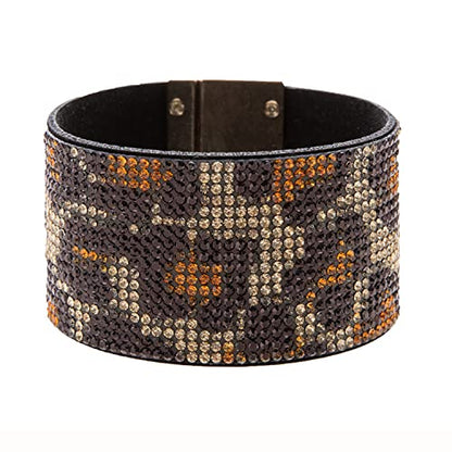 Rantanto Leather Wrap Bracelets For Women Gold Twist Lock Buckle Wrist Cuff | PU leather,Skin-friendly,Boho Stackable Wristband,Fashion Daily Jewelry,Trend Casual Party Bangle,Fit For Birthday, Holiday - color: Crystal Leopard