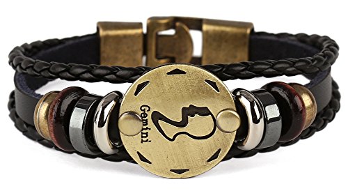 Punk Alloy Leather Bracelet for Constellation Braided Rope Bracelet Bangle - style: Gemini