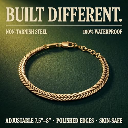 Galis Chain Bracelets For Men - Premium Stainless Steel, Silver, Gold Plated Non Tarnish - Mens Jewelry, Fathers Day Gift - color: Gold, size: 7 Inches