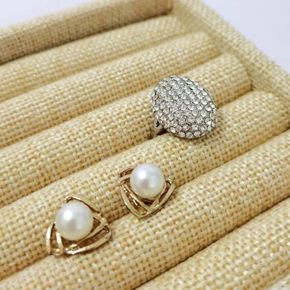 SCIKHETF Velvet Ring Earrings Studs organizer Tray Small Ring Insert Display Tray 5 Slots Stackable (Linen) - color: Linen