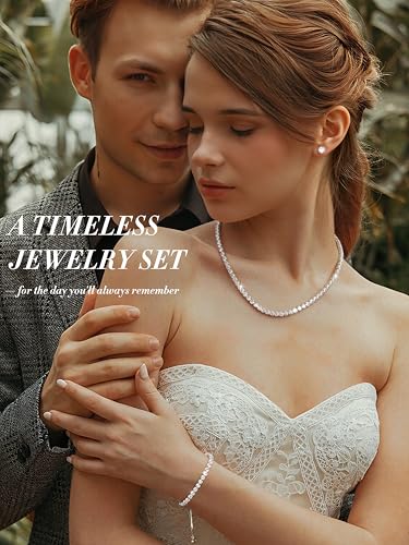 Jstyle 925 Sterling Silver Jewelry Set for Women - Dainty Tennis Necklace Bracelet Earrings Set Hypoallergenic Rhinestone Wedding Jewelry Sets for Brides Bridesmaids Crystal Prom Costume Accessories - color: Style C: Silver