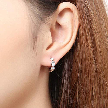 CiNily 14K White Gold Plated Small Hoop Earrings for Women Girls Heart Cubic Zirconia Hypoallergenic Earrings - color: Silver-white
