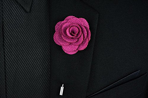 Gentleman's Essentials Premium Handmade Flower Lapel Pin Boutonniere - color: Candy Red [Begonia]