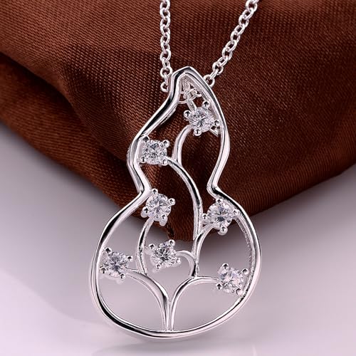 925 Sterling Silver Necklace for Women Trendy, Charming Layered Necklace with Cubic Zirconia Pendant for Her Womens Dainty Diamond Choker Necklaces Holiday Jewelry Gifts for Mom Wife Daughter Lover - color: Heart-Silver