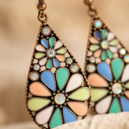 Colorful Green Teardrop Earrings for Women - Bohemian Style Enamel Dangle Earrings Lightweight Fashion Jewelry for Daily/Wedding/Party - color: Purple