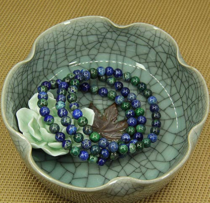 Angelstones Gemstones 6mm Round Beads Healing Crystal Bracelet for women | Natural Gemstone, Handmade Gifts for Women, Healing Crystal Round Beaded Stretch Bracelets, Unisex Jewelry for Women and Men - color: Lapis Chrysocolla