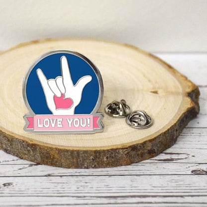 Inspirational Enamel Pin by LifeBeats | Cute Pin for Clothes, Jackets, Hats, Bags, and Lanyards | Hat Pin Comes with a Greeting Card | Lapel Pin with Sturdy Backing - style: I Love You American Sign Language