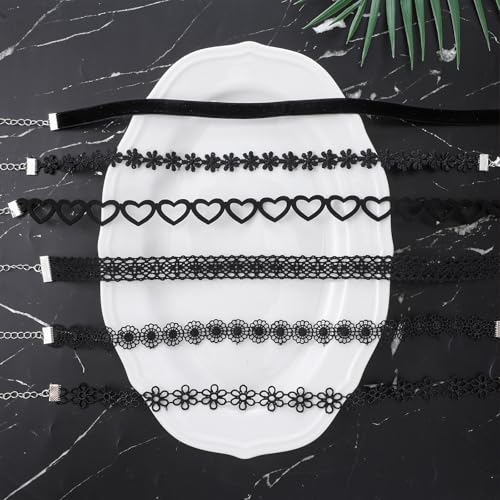 Gothic Choker Necklace for Women Black Choker Necklace Lace Chokers 90s Outfits for Women