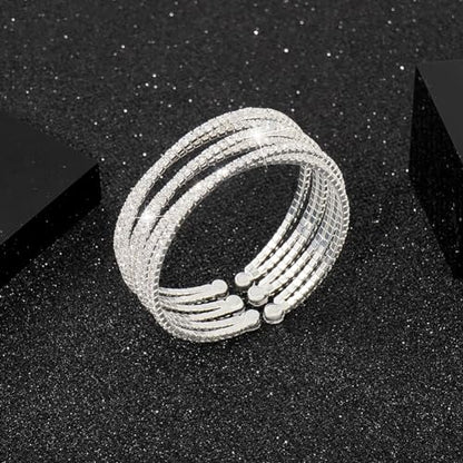 Suyi Rhinestone Bracelet for Women Silver Multilayer Cuff Bracelet Crystal Bridal Bracelets - color: Silver 4