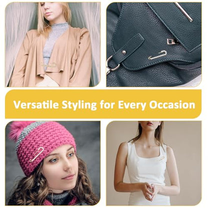 Safety Pin Brooch Decorative Brooch Pins for Women Clothing | Crystal Shawl Brooches for Women Shawl Shirt Dress Clips Pearl Pins Jewelry Sweater Clips Gold Silver