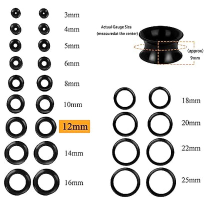 Xpircn 30Pcs Silicone Ear Gauges Flexible Ear Tunnels Plugs Stretchers Expander Double Flared Flesh Ear Piercing Jewelry for Women Men - style: Gauge:1/2"(12mm)