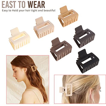 Alemaky 12 Pack Square Claw Clips, Big and Small Neutral Rectangle Hair Claw Clips, Non-slip Matte Large Hair Clips for Women,Strong Hold jaw clip for Thick Thin Hair (Neutral) - color: Mixed Neutral