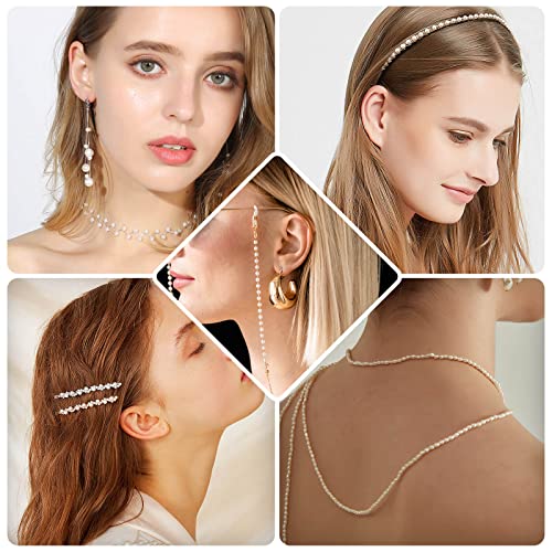Pearl Beads for Craft, Anezus 2000pcs Ivory Faux Fake Pearls, 4 MM Small Sew on Pearl Beads with holes for Jewelry Making, Bracelets, Necklaces, Hairs, Crafts, Decoration and Vase Filler - size: 4 MM