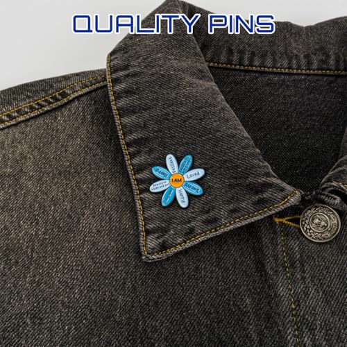 Enamel Pins, Cute Pins for Backpacks, Hat Pins, Novelty Brooch Pins, Backpack Pins, Lapel Pins for Men, Women, Girls, Boys. For Lanyard, Bags, Hats, Caps, Clothing - color: Blue Motivational Flower
