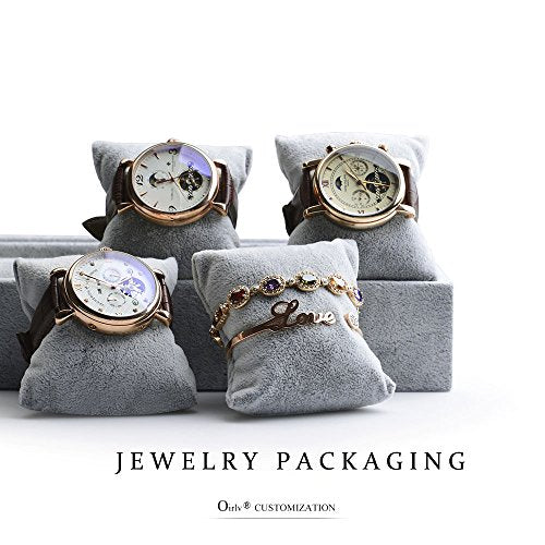Oirlv Grey Velvet 12 Grid Watch Bracelet Bangle Jewelry Organizer Tray | 12 compartments with removable velvet pillows,stackable, fits in most drawers and dresser,open top for instant access - size: 12 Grid Tray with Pillow